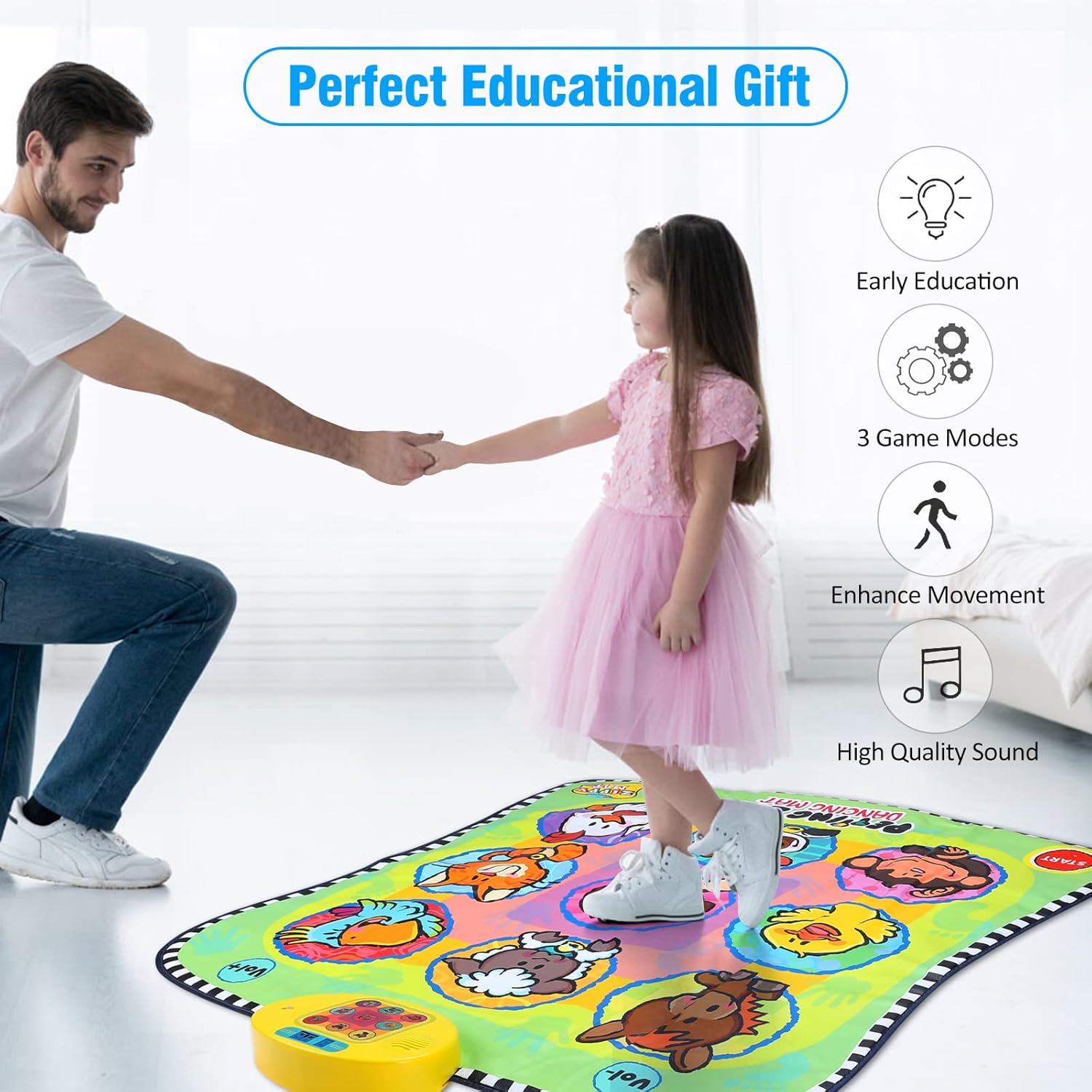 Rhfugui Dance Mat, Light Up Electronic Dance Step Play Mat Girls Toys, Built-in Music, 3 Challenge Mode and Scoreable, Christmas Birthday Princess Party Toys Gifts for 3 4 5 6 7 8+ Year Old Girls : Toys & Games