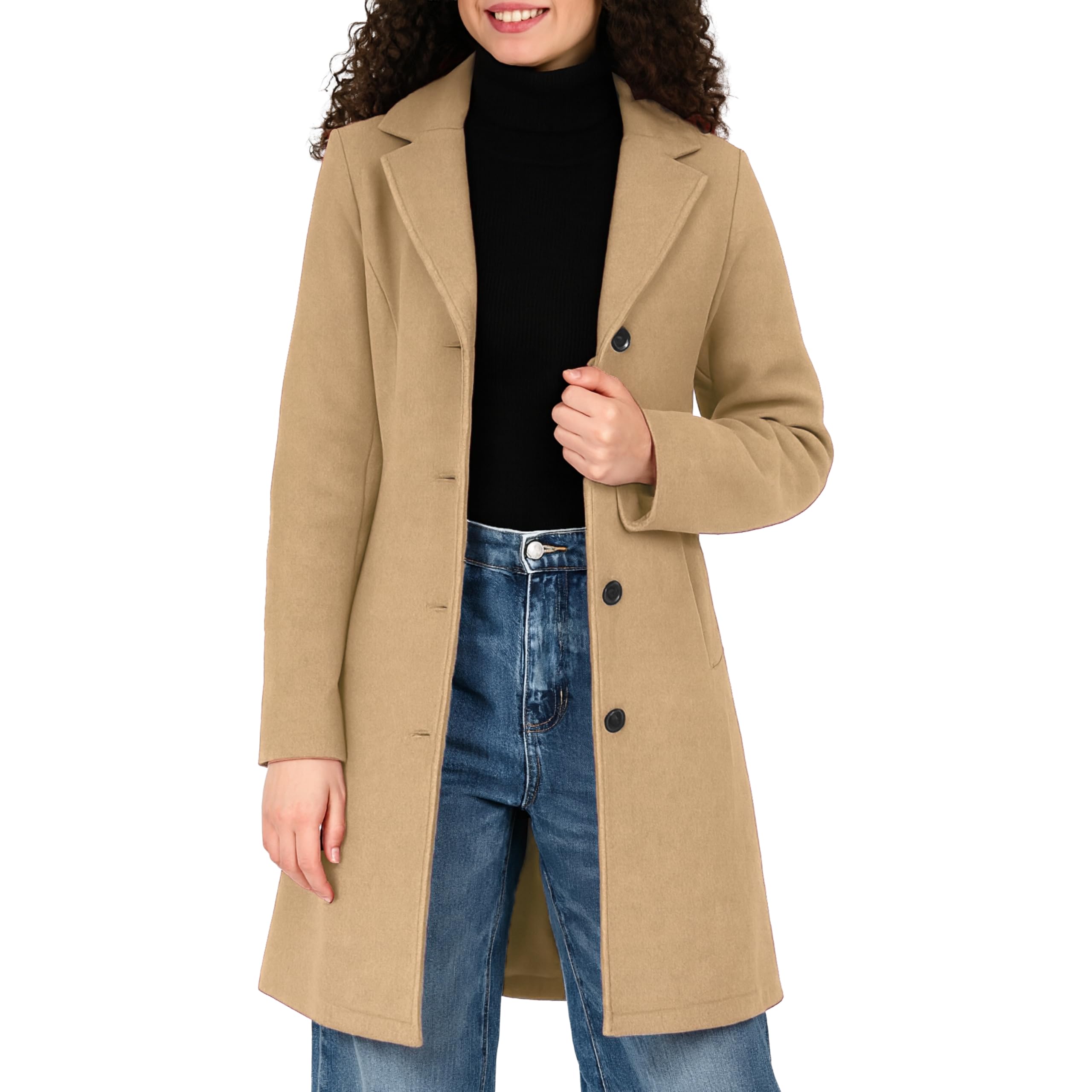 rnd Women’s Midi Coat – Classic Mid-Length Jacket with Satin Lining, Warm & Stylish Fall and Winter Outerwear-picture-56