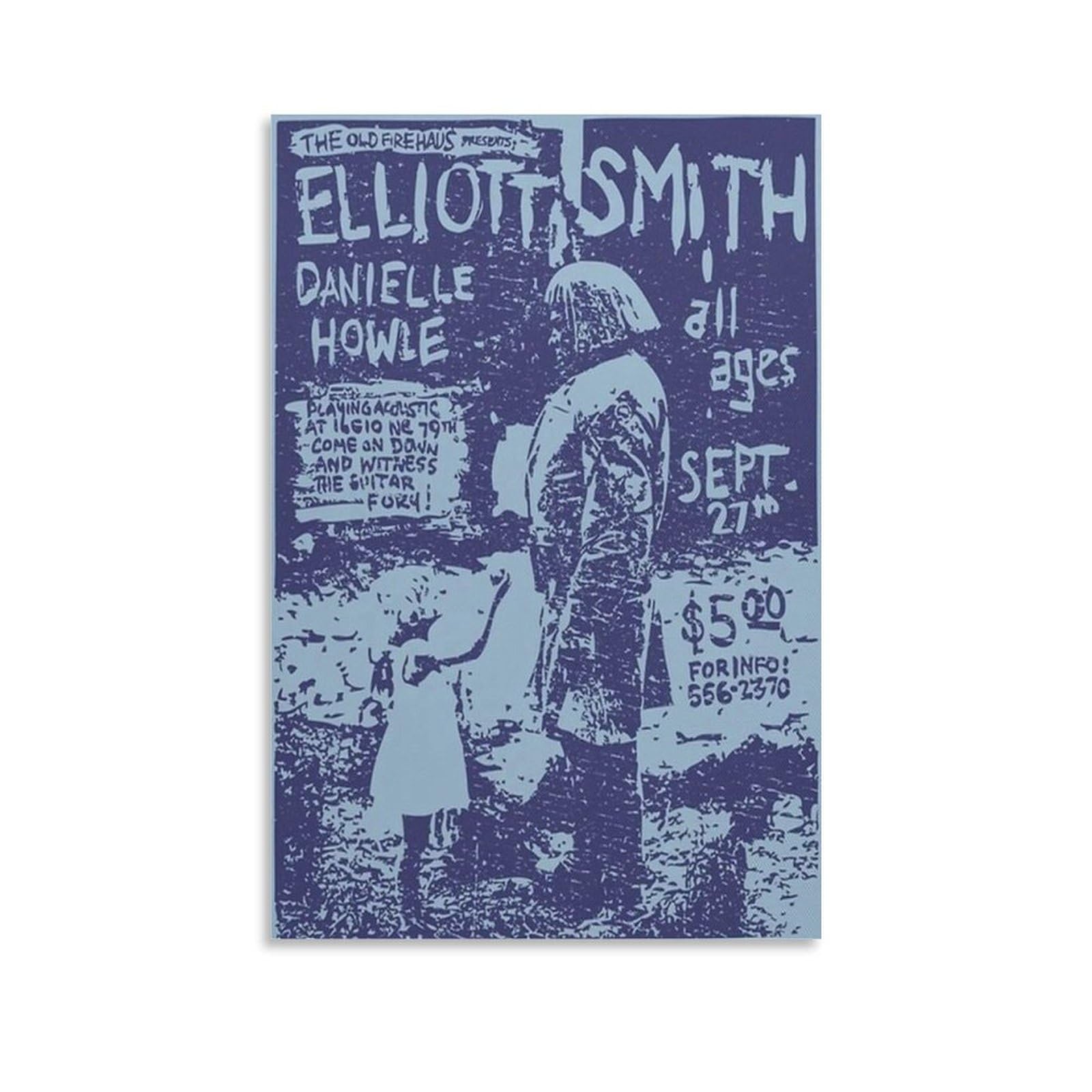 Fcoin Unframe-Style Elliott Smith Canvas Poster Artworks Canvas Poster Wall Art Prints Home Modern Decor 20X30inch(50X75cm)