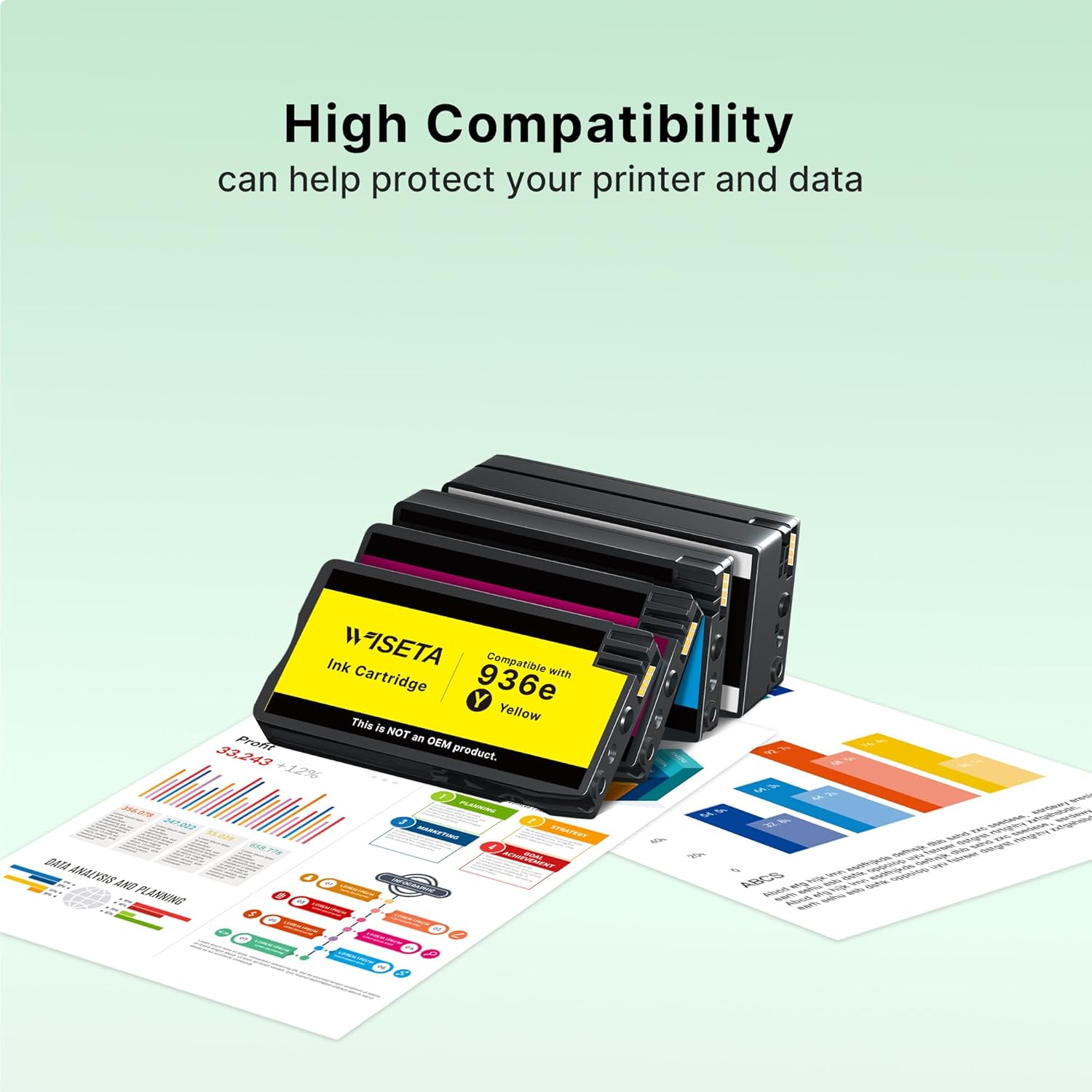 936XL Ink Cartridges Combo Pack High Page Yield (4-Pack) Compatible for HP 936 936e Ink Cartridge Work for OfficeJet Pro 9125e 9120e 9135e 9110b 9130b 9128e 9130b 9122e 9730e, BK/C/M/Y, with Chip