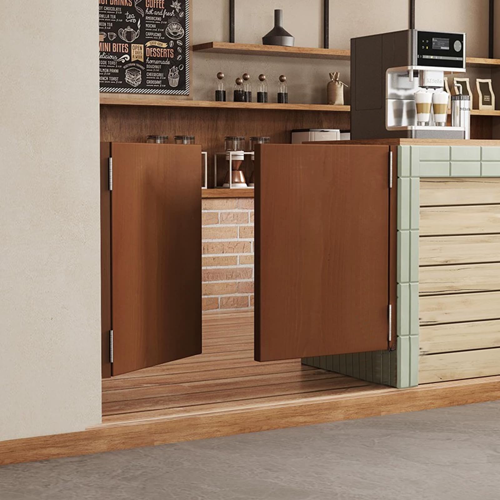 Porte battante intérieure en bois massif avec charnières métalliques, double portes battantes commerciales pour café, salon de cuisine et portes de bar