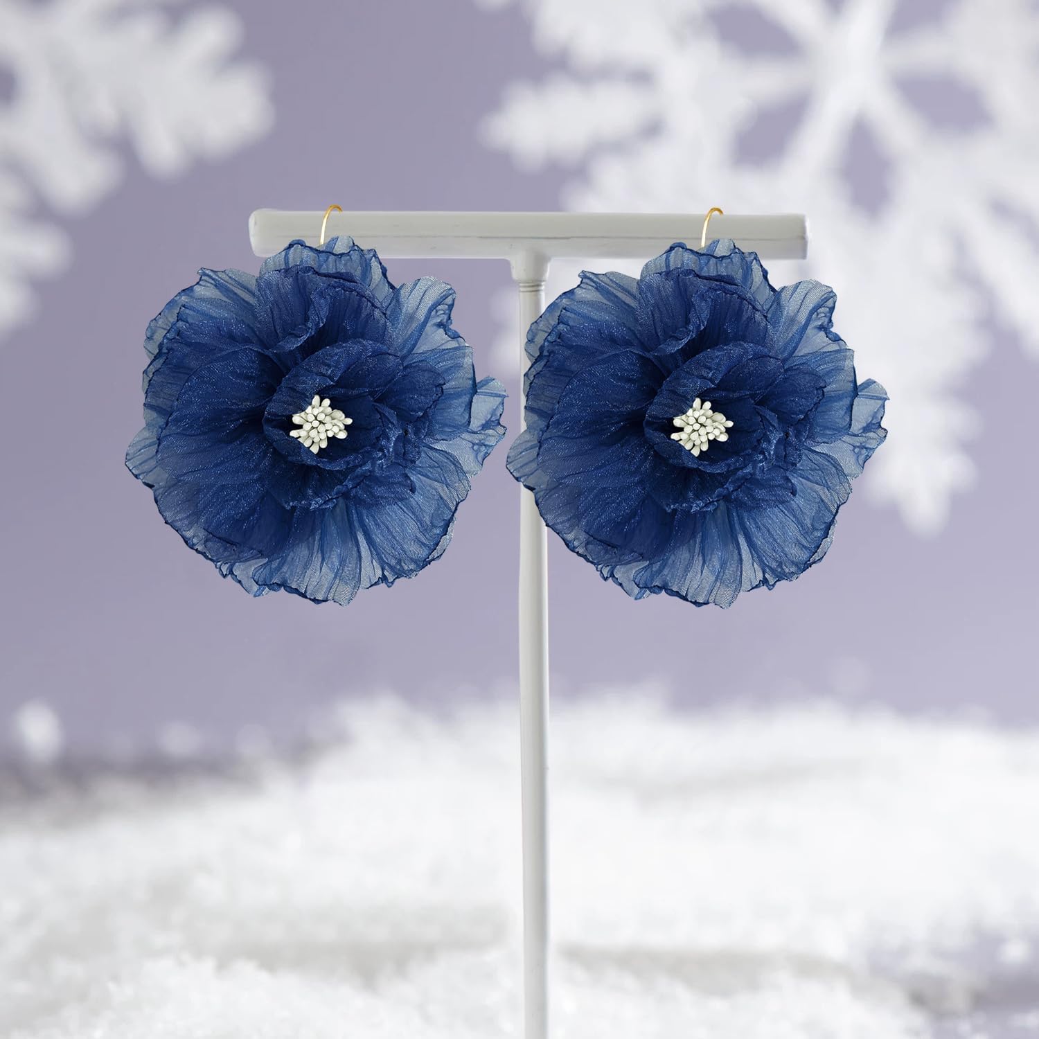 Bohemian Natural Fabric Flower Lightweight Dangle Drop Earrings Aesthetic Floral Simulation Summer Hook Earrings For Women - Image 6