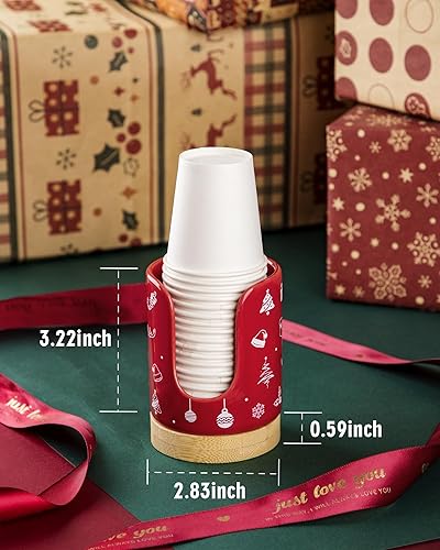 Miniatura 2 de Dispensador de tazas de baño de cerámica, soporte desechable de papel y plástico de 3 onzas, dispensador de tazas de enjuague bucal solo para baño,