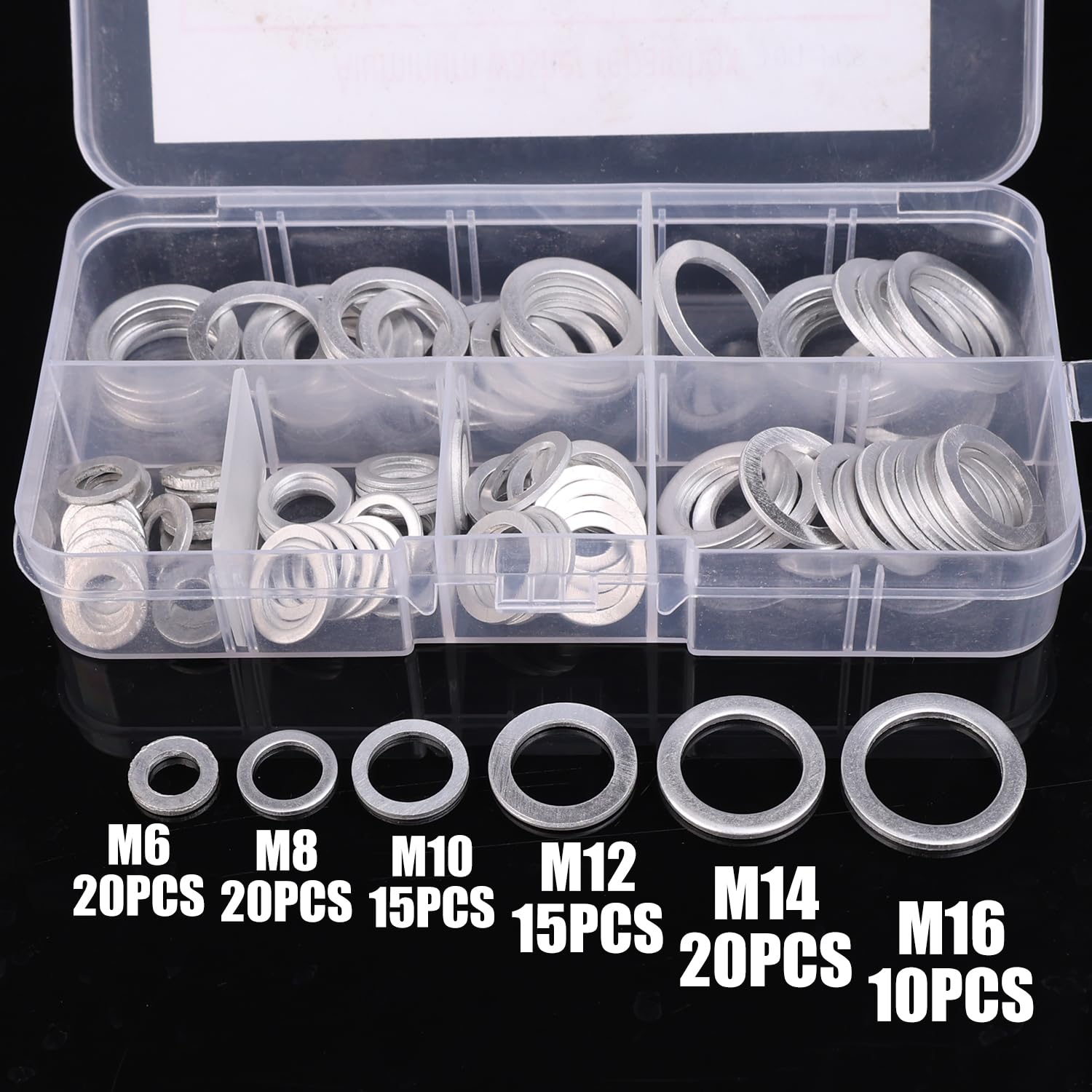 100PCS/ Box Automotive Fuel Pump Leak-Proof Aluminum Gaskets Oil Drain Sealing Flat Washers M6-M16 Car Maintenance Accessories