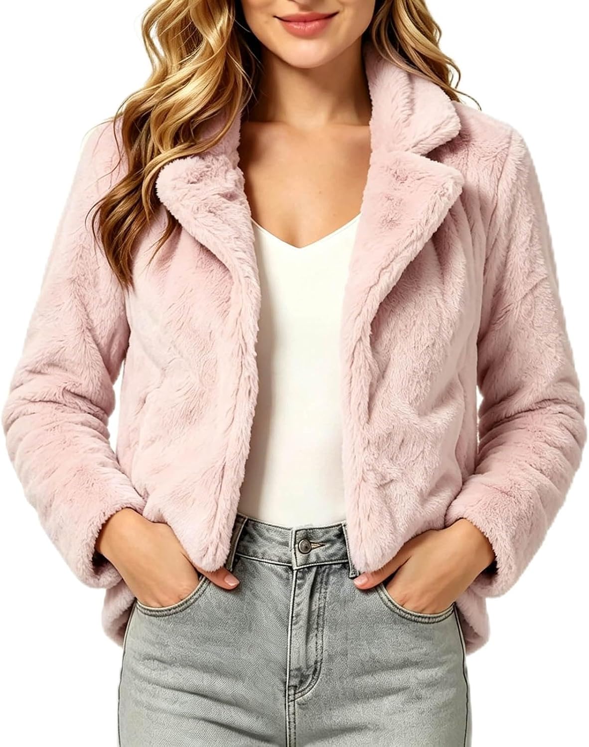 Women's Formal Bolero Fur Shrug Wedding Cropped Faux Fur Jacket