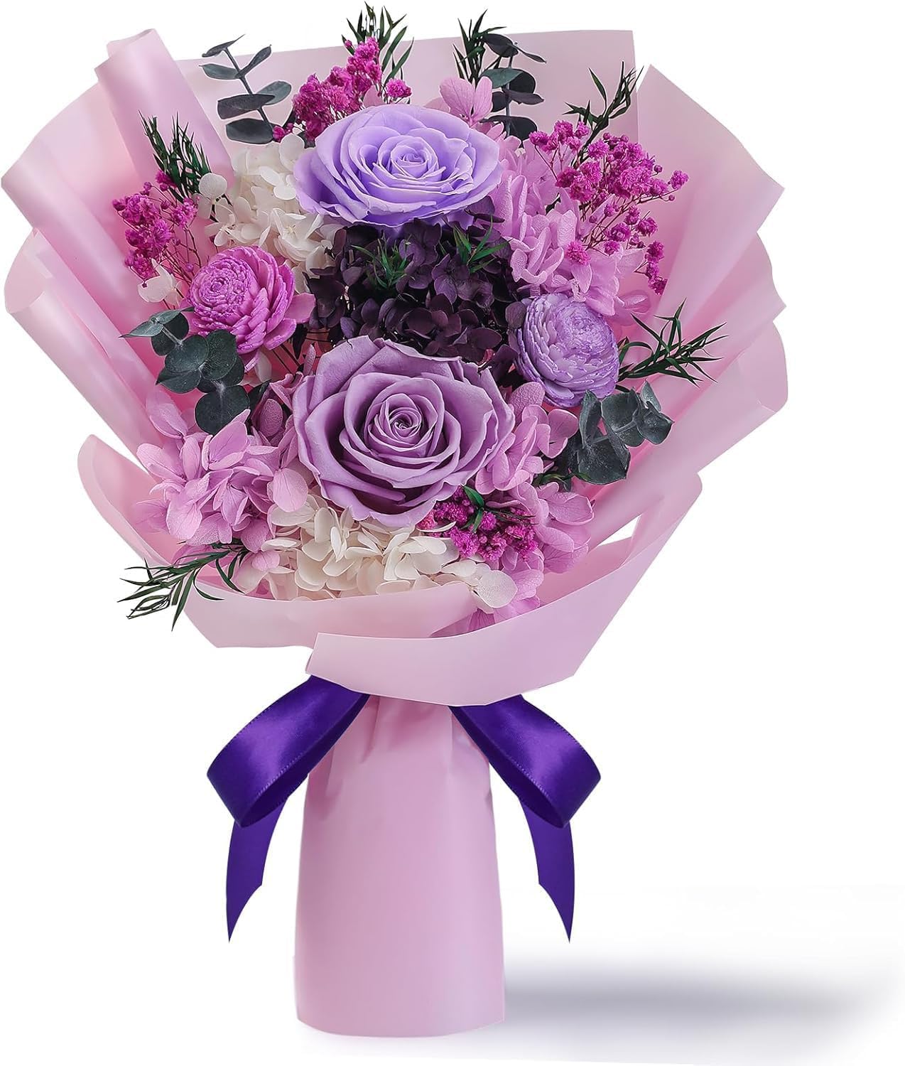 Flowers for Delivery Prime,Preserved Purple Roses Bouquet - Real Flowers Last 2-3 Years, Valentine's Day Anniversary Birthday Gifts for Women Mom Wife Grandma