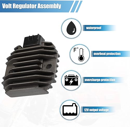 Miniatura 4 de X AUTOHAUX 5GT-81960-00-00 5BN-81960-00-00 Rectificador de voltaje de motocicleta para Yamaha BIG BEAR 400 2WD 4WD 2002-2012 Gris