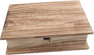 Wooden Book Storage Box Xmas Hinged Lid Large Capacity for Home Office