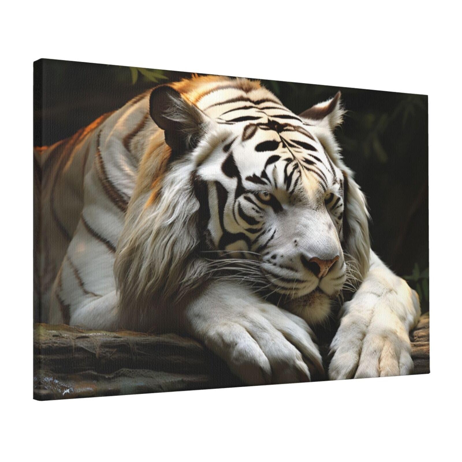FodPand Canvas Wall Art for Living Room Wall Decor 16"x24" Modern Artwork Painting Pictures Hanging Canvas Prints Lying Tiger Aesthetic Wall Art for Bedroom Bathroom Office Wallart Decor