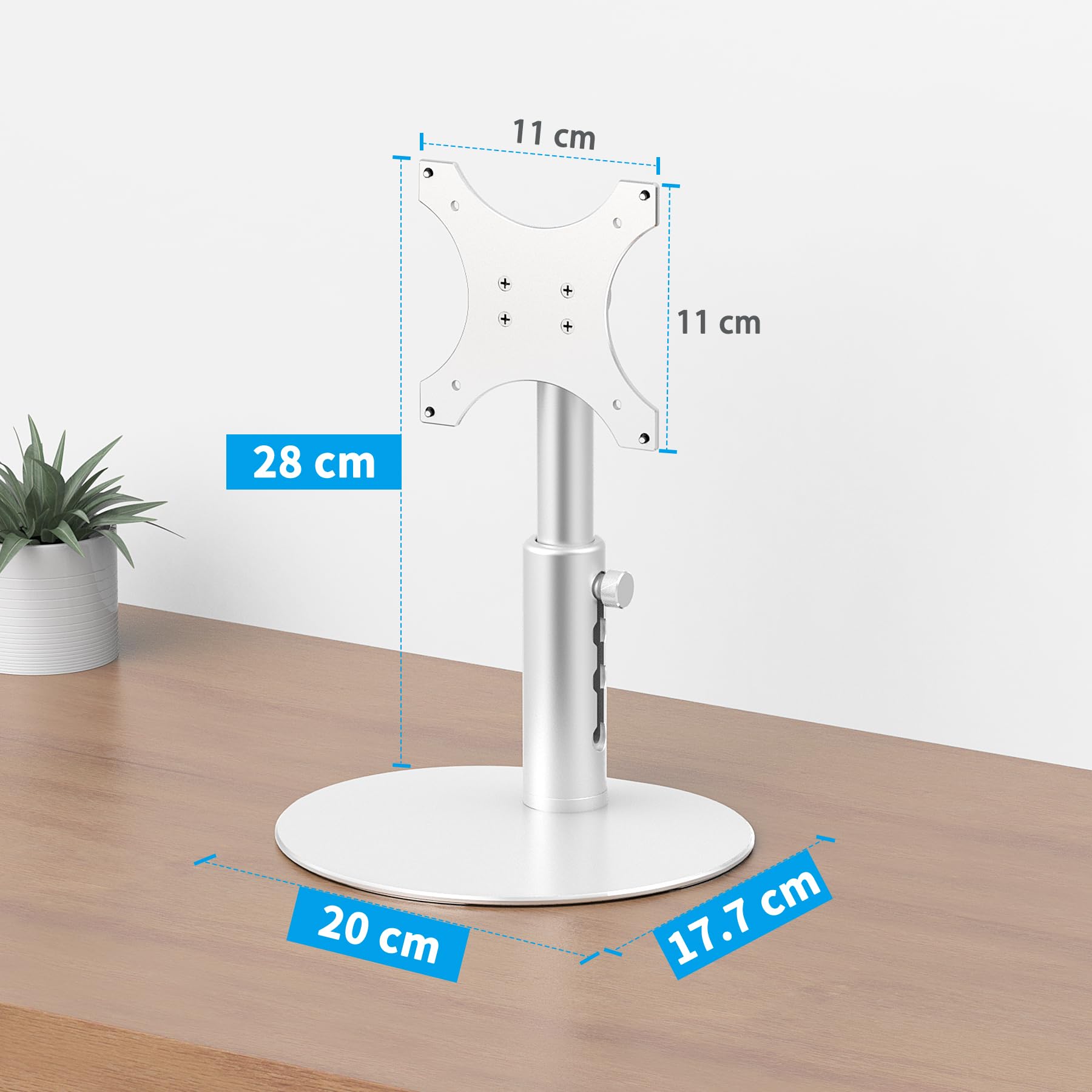 Supporto in alluminio anodizzato di alta qualità per spettacolo 15/21 (1a, 2a generazione), capacità 2,5 kg, stabile e regolabile in altezza. Ideale per la visualizzazione di ricette in cucina, lavoro