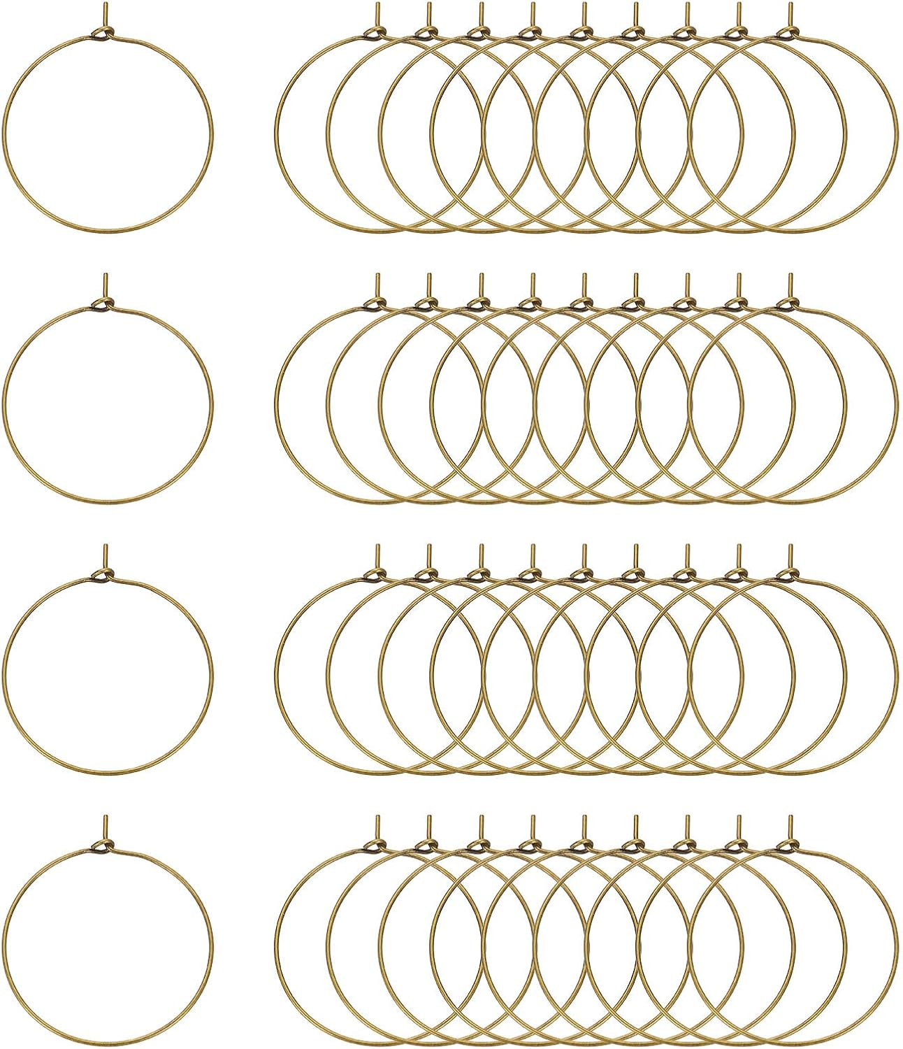 uxcell 100Pcs Earring Beading Hoops, 30mm / 1.2" Plated Hoop Earring Findings Round Open Rings for DIY Jewelry Pendant Crafts, Bronze