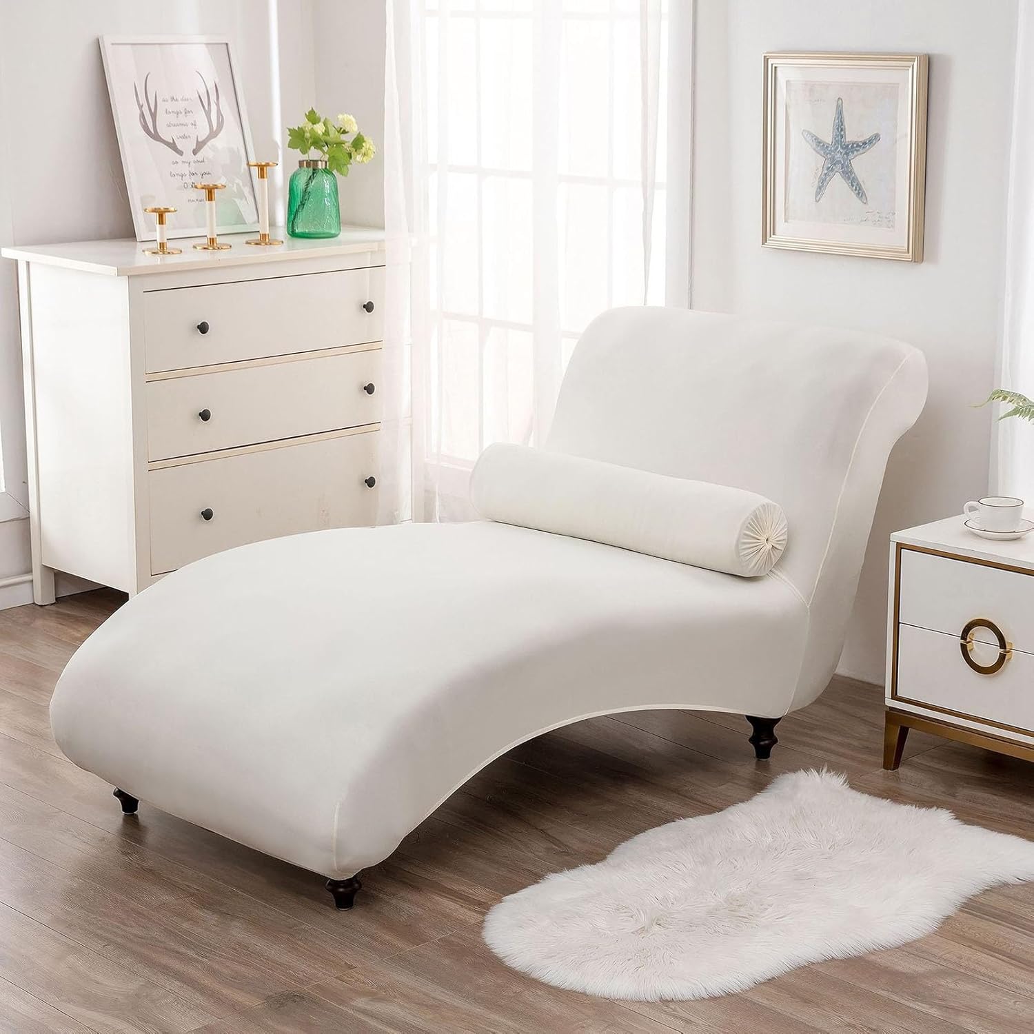 Chaise Lounge Cover Stretch Chaise Chair Covers Chaise Slipcover Armless Chaise Lounge Indoor Slipcover for Living Room Bedroom,Machine Washable(E)