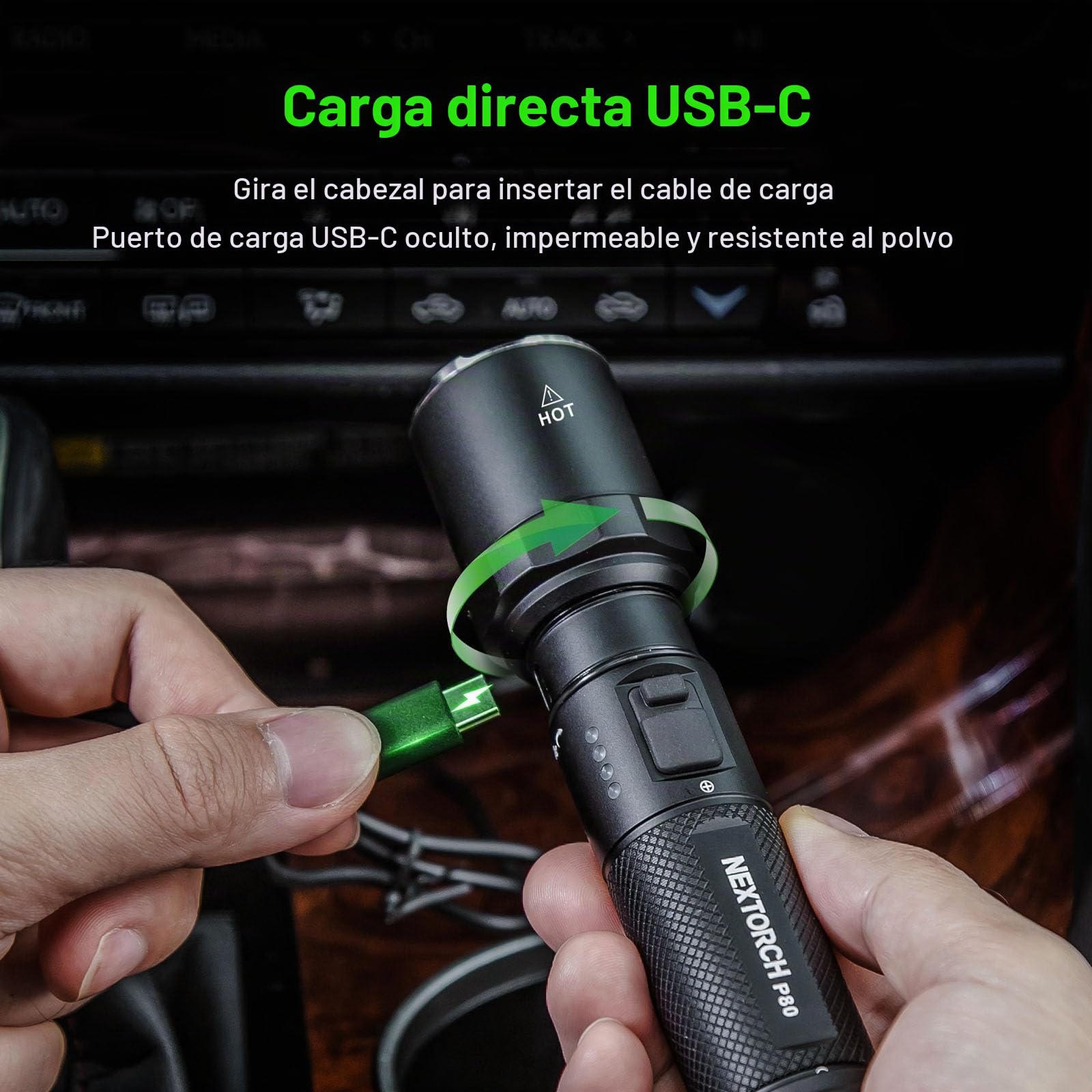 Nextorch P80B Linterna recargable de alto lúmenes, potente linterna táctica LED de 2100 lúmenes con 5 modos y estroboscópica para trabajo nocturno, aventura al aire libre, autoprotección, uso diario