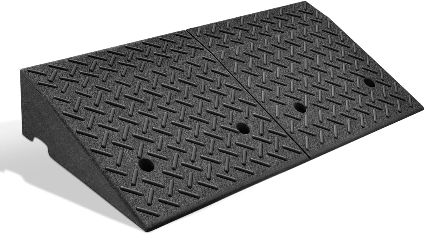 DNA Motoring 1pcs 5.7″ Rise Rubber Curb Ramp Heavy Duty Loading Driveway Ramp Threshold Ramp 38.6″ L x 14.8″ W x 5.7″ H for Loading Dock, Warehouse, Wheelchair, Motorcycles, Cars, TOOLS-00647