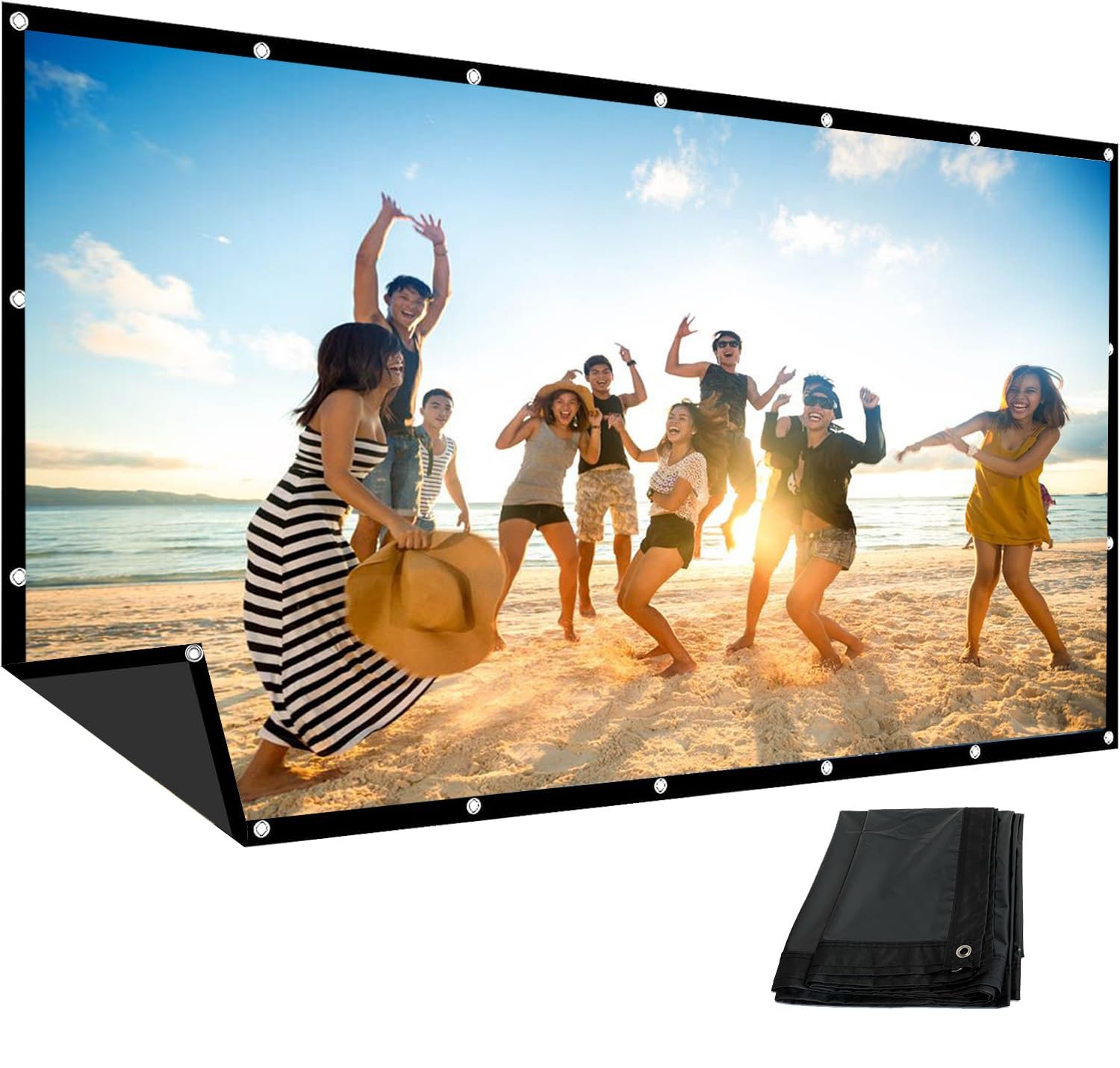 Écran de Projection Extérieur 60-250 Pouces, Pliable et Lavable, Portable, Idéal pour Le Home Cinéma, Le Camping et Les Voyages(72inch(146x110cm))