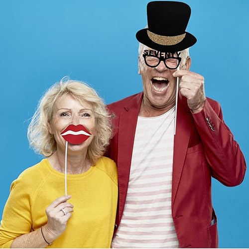 Miniatura 7 de Accesorios para cabina de fotos de cumpleaños número 70 para adultos (41 unidades) para ella, él, aplaude a fiesta de cumpleaños de 70 años,