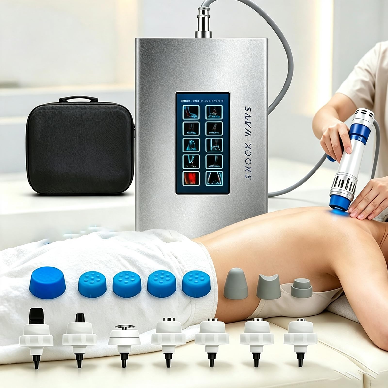Terapia d'urto focalizzata extracorporea, macchina ad onde d'urto ED con 7 sonde, energia regolabile da 60 ~ 200 MJ, massaggiatore muscolare profondo, non invasivo, per alleviare il corpo umano