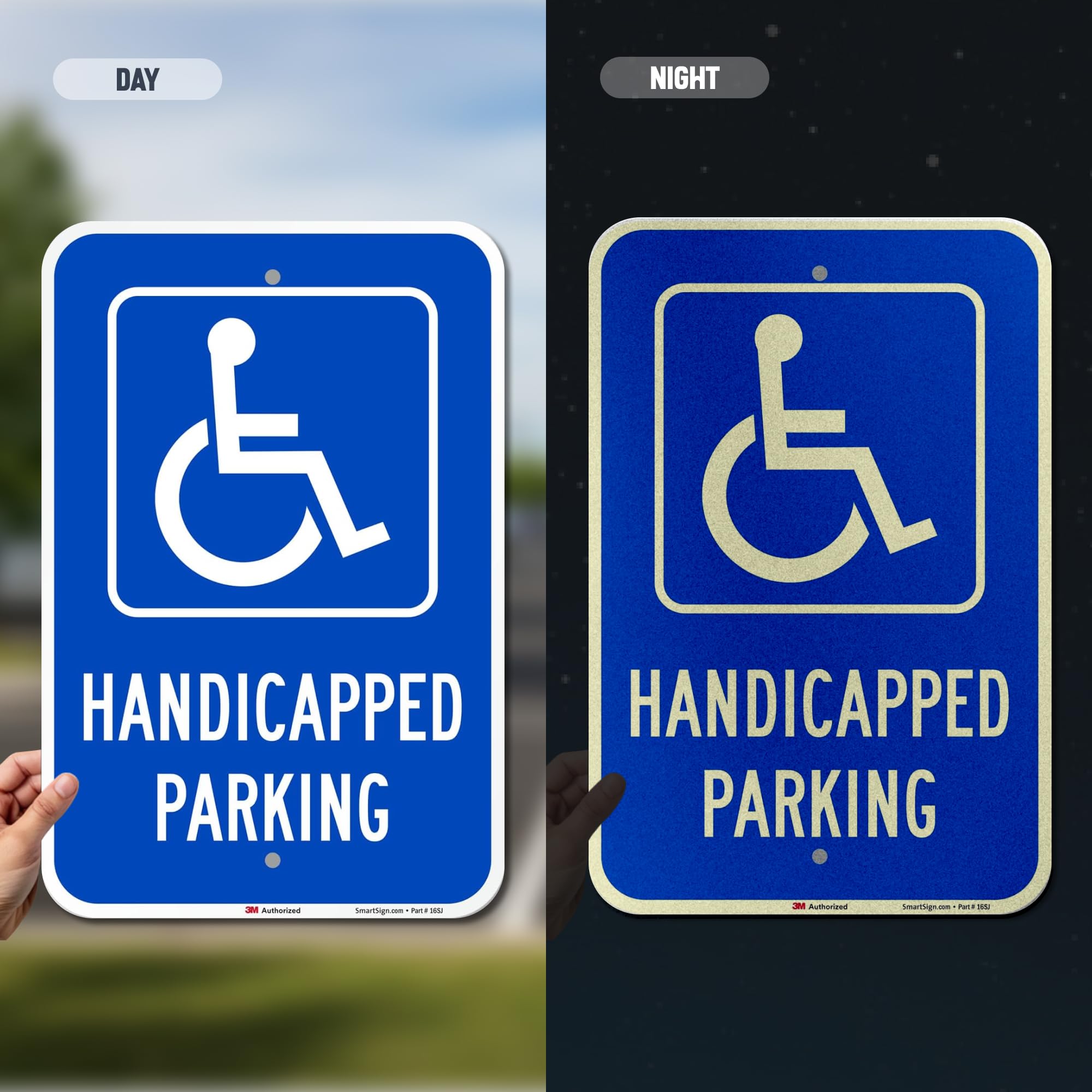 ESplanade Adesivo Riflettente Per Parcheggio Handicap - 30,5x45,7 Cm - Cartello In Vinile Per Esterno, Autoadesivo E Resistente Alle Intemperie - 3