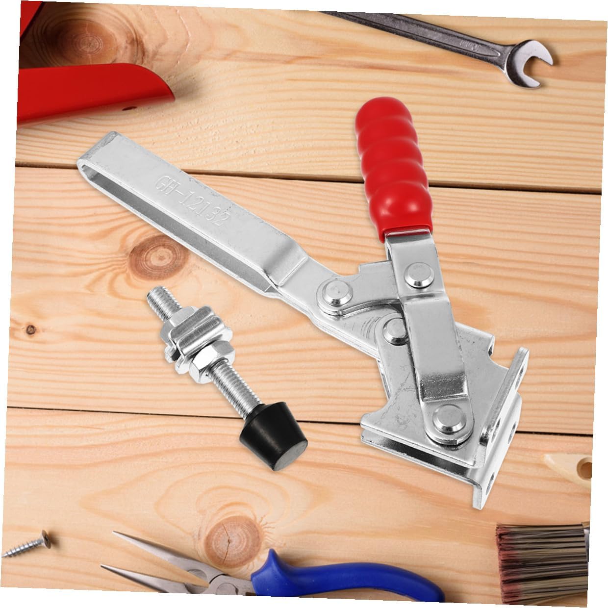 POPETPOP 2pcs Welding Toggle Clamps with Rubber Tip Quick-release Iron Clamps for Woodworking Desktop Fixed Holding for Welding Supply and Workshop Fixtures