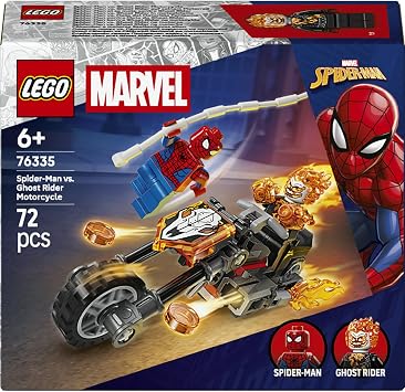 LEGO Marvel Örümcek Adam, Ghost Rider Motosikletine Karşı 76335-6 Yaş ve Üzeri Çocuklar için Örümcek Adam ve İskelet Ghost Rider Minifigürleri İçeren Oyuncak Yapım Seti, Hediye Fikri (72 Parça)