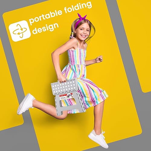 Miniatura 34 de Taburete plegable resistente de alta calidad de 13 pulgadas de altura para adultos, taburete de cocina, jardín, baño, color blanco Blanco,Bicolor