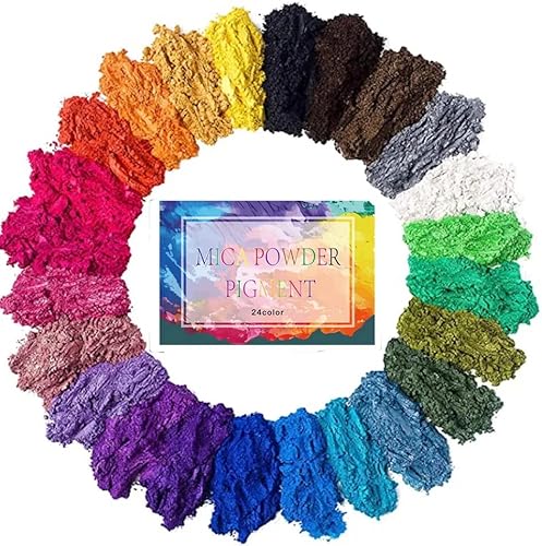 Mica Powder for Epoxy Resin - 100% Natural, Cosmetic-Grade Resin Color Pigment Powder for Epoxy Resin DIY Crafts, Cosmetics, Soap - Cruelty-Free & Non-Toxic (24 Solid Colors)
