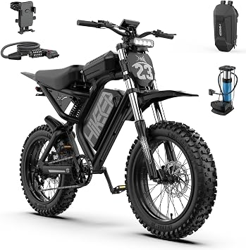 Electric Dirt Bike for Adults - 52V 40Ah Fat Tire E-Bike with 20x4.0 Tires, Full Suspension, Dual Hydraulic Brakes, NFC Start, Safety Tested to UL 2849