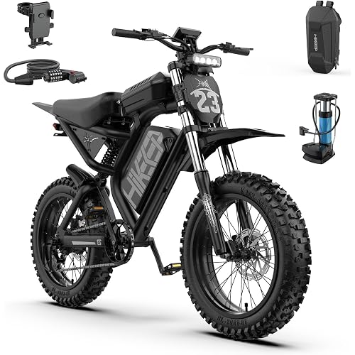 HiKeep Electric Dirt Bike for Adults - 52V 40Ah Fat Tire E-Bike with 20x4.0 Tires, Full Suspension, Dual Hydraulic Brakes, NFC Start, Safety Tested to UL 2849