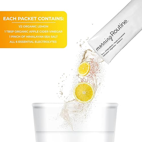 Miniatura 2 de ROUTINE Morning Daily Hydration  Paquetes de electrolitos en polvo con vinagre de sidra de manzana, limón y sal marina  Polvo hidratante, mezcla de