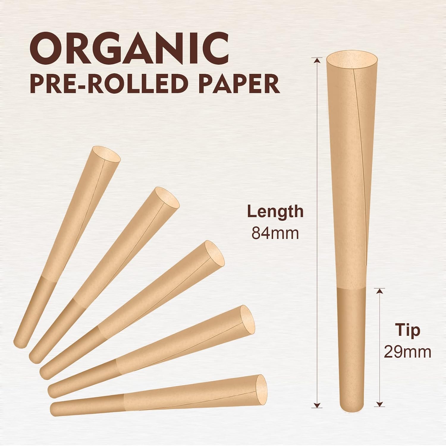 1-1/4 Rolling Papers Pre Rolled Cones | 72 Pack | Natural Pre Rolled Rolling Paper with Tips | Easy to Use and Convenient