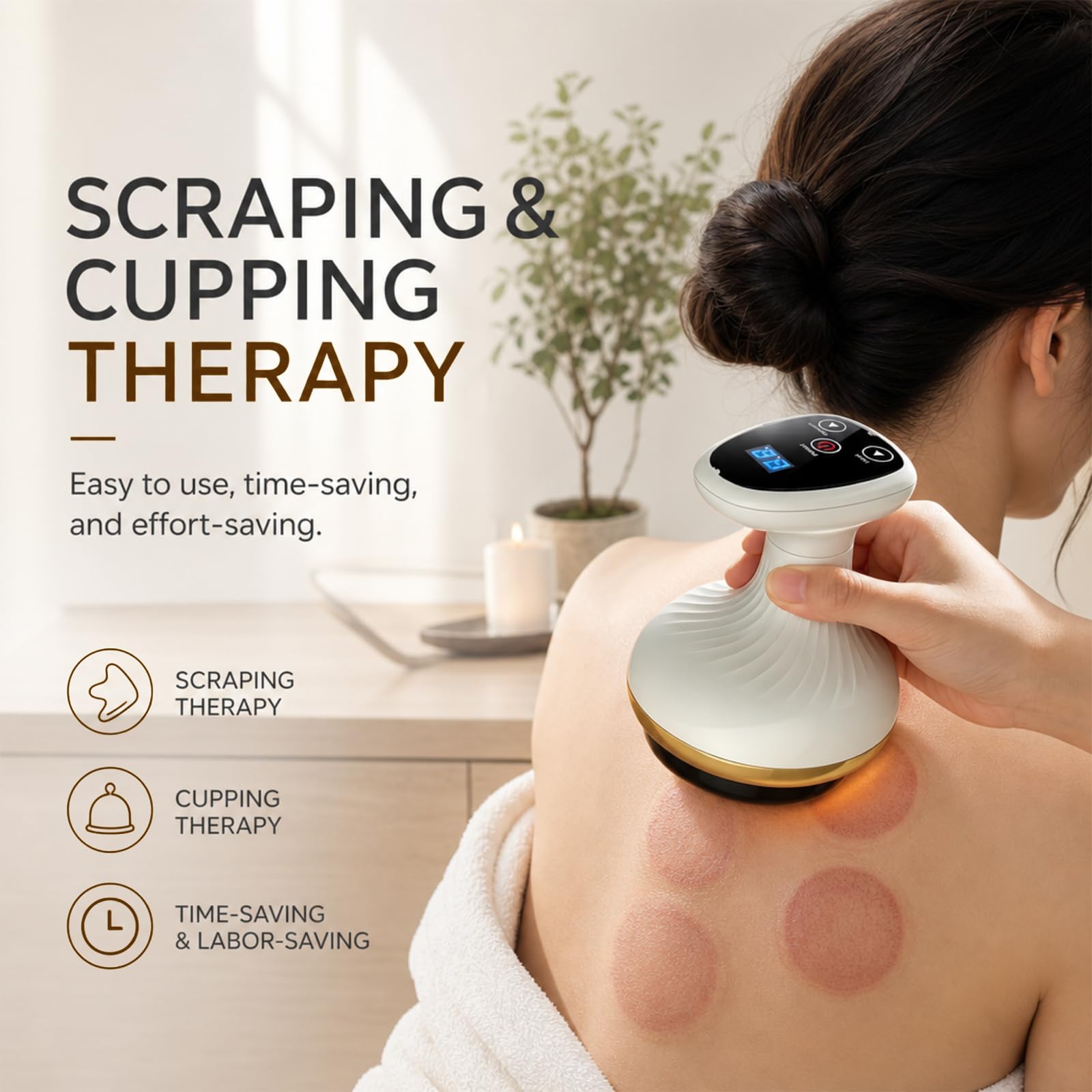 4-in-1 Massagegerät Gegen Cellulite, Vakuum & Gua Sha Elektrisch mit 9 Heizstufen, 9 Saugstufen für Straffere Haut & Bessere Durchblutung, Tiefenmassage für Ganzkörper Anwendung Zuhause