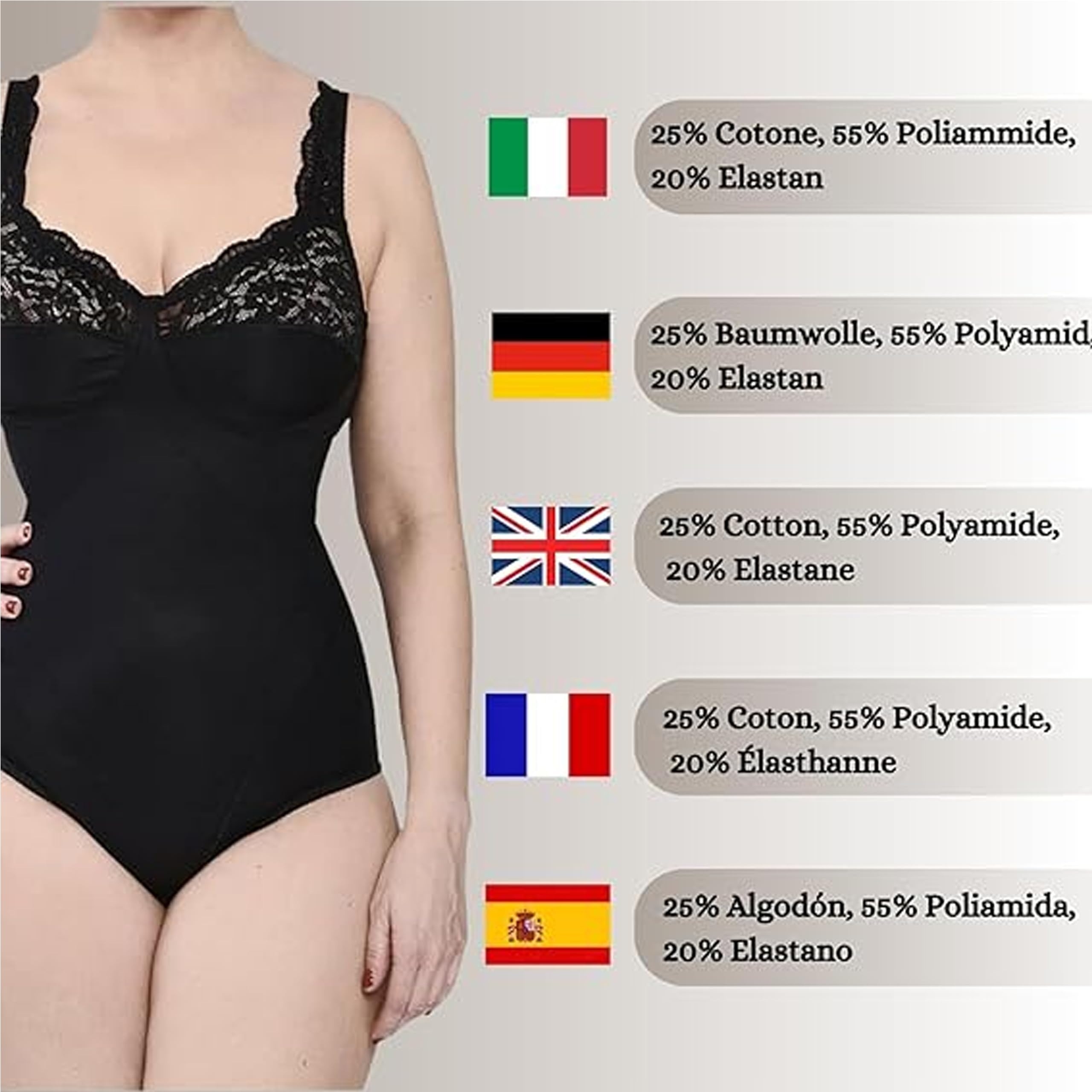 BODYPERFECT Body reductor mujer adelgazante Copa D Body mujer sexy Body reductor mujer Made in Italy