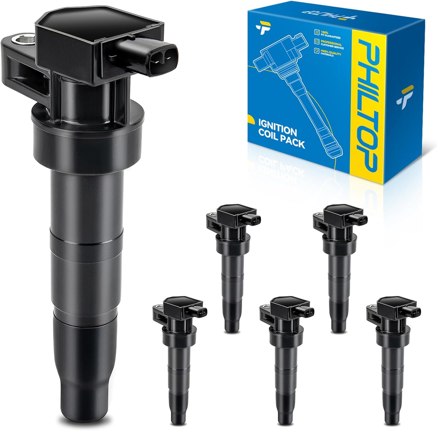 PHILTOP Ignition Coil Pack UF546 6Pack Fit for Hyundai Azera Entourage Genesis Santa Fe/Santa Veracruz Entourage Kia Sorento Optima Cadenza Borrego Rondo Amanti K900