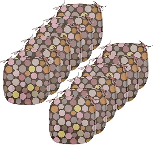 Miniatura 26 de Lunarable Swirly - Cojín de asiento para silla, diseño de líneas retro rizadas, funky en espiral, vida marina náutica, antideslizante, para cocina y