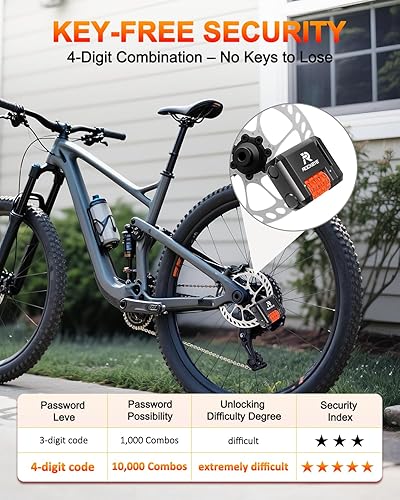 Miniatura 2 de ONVIAN Mini candado para bicicleta, combinación de 4 dígitos, cerradura antirrobo de bicicleta de alta seguridad de 0.157 in, resistente al agua y