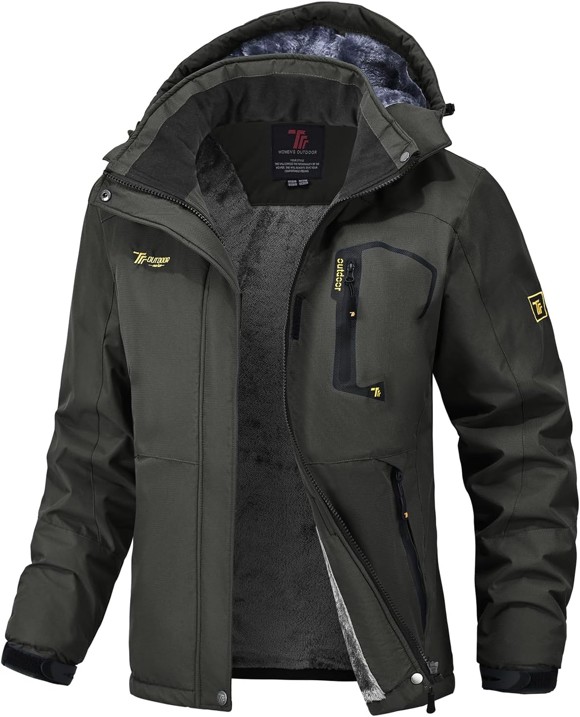 donhobo Damesjas, fleecejack, winterjas, waterdicht, ademend, verdikt, warm, winddicht, softshelljas, outdoor, functionele jas met afneembare capuchon, Rosé, XS
