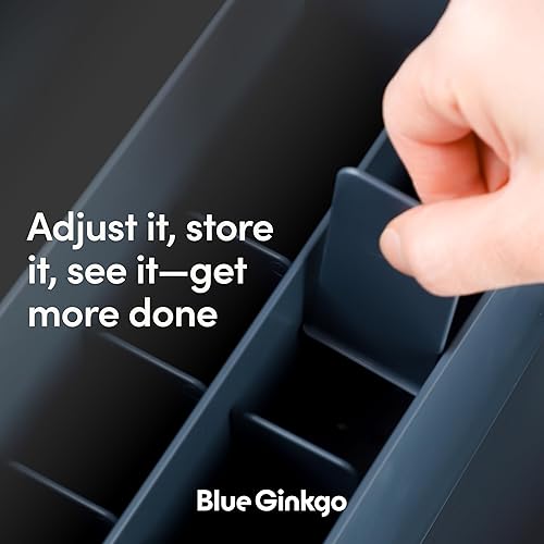 Miniatura 4 de BLUE GINKGO Organizador de escritorio almacenamiento de oficina hecho en Corea para bolígrafos, notas, correo y suministros (azul prusiano)