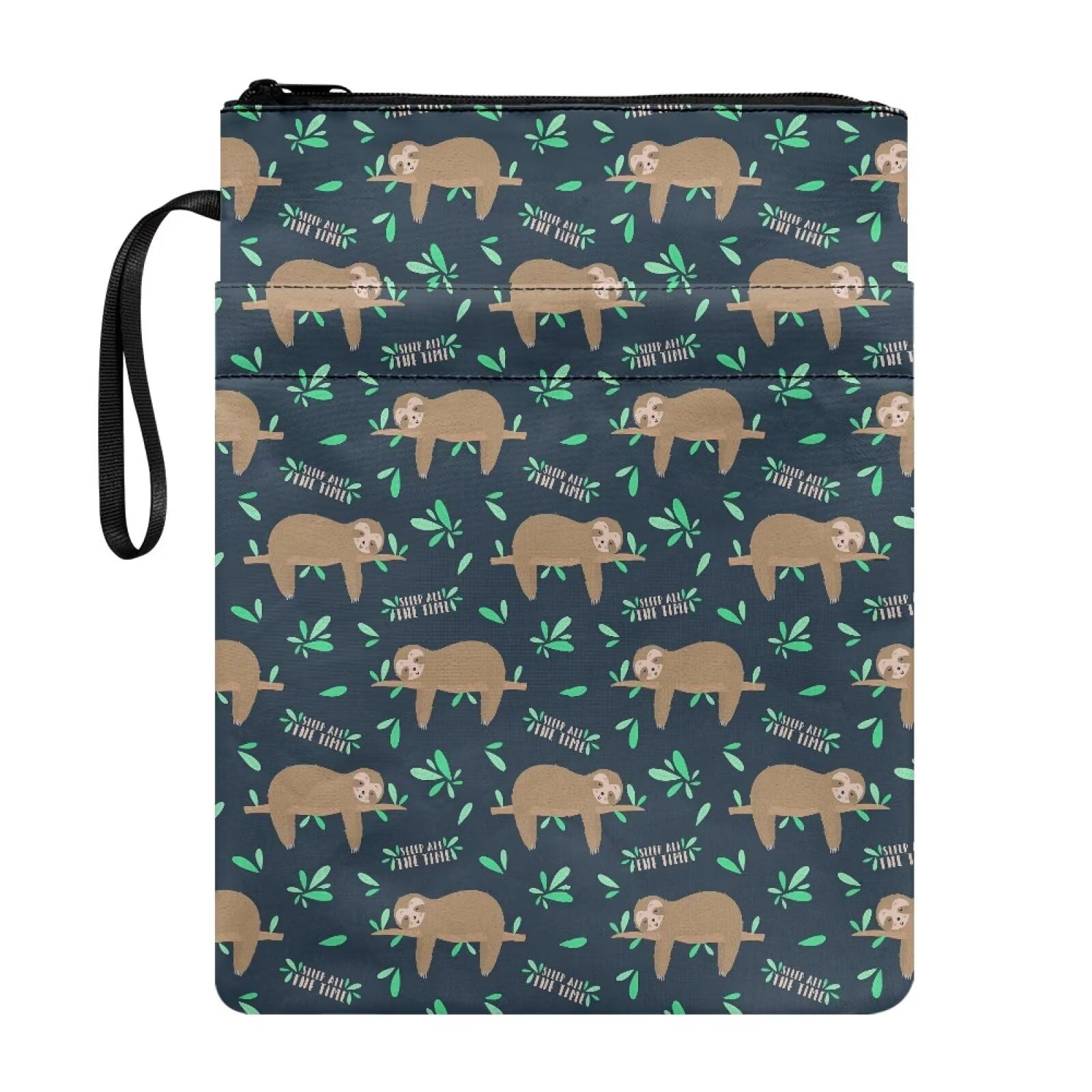 Xoenoiee Sloth Print Book Sleeve with Zipper Book Cover for Students Teacher Book Pouch for Book Lovers Book Protector Covers for Hardcover