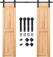 Vista 8 de SMARTSTANDARD Kit de herrajes para puerta corrediza de granero de doble puerta resistente de 5 pies, suave y silencioso, fácil de instalar, incluye