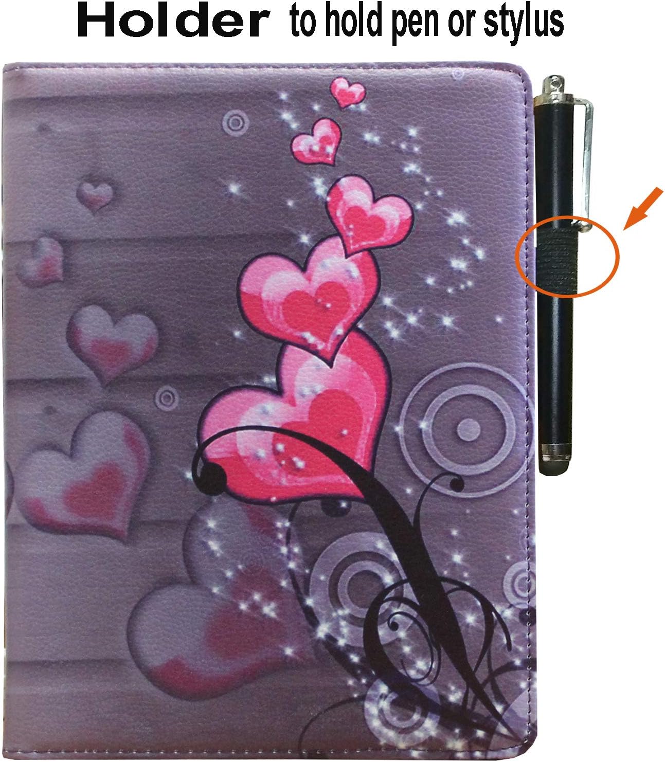 Smart Case for iPad 5th / 6th Generation (9.7") with Pencil Holder, Rotating Stand Magnetic Auto Wake Up/Sleep Cover for 2017/2018 iPad 9.7 Model A1893 A1954 A1822 A1823 (Heart Flower)