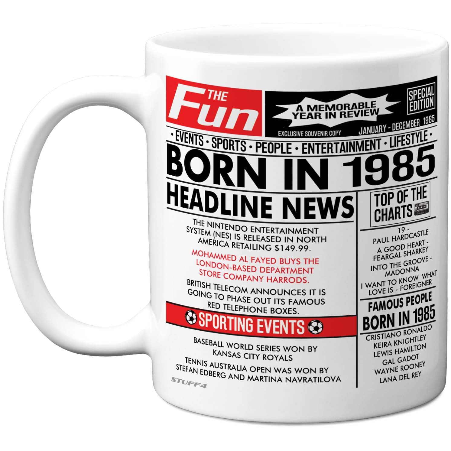 Stuff4 41st Birthday Mug Gift for Men Women - Born in 1985 Newspaper - Happy 41 Birthday Gifts for Brother Sister Friends Vintage Retro Back in 1985 Age 41 Bday, 11oz Ceramic Coffee Mugs