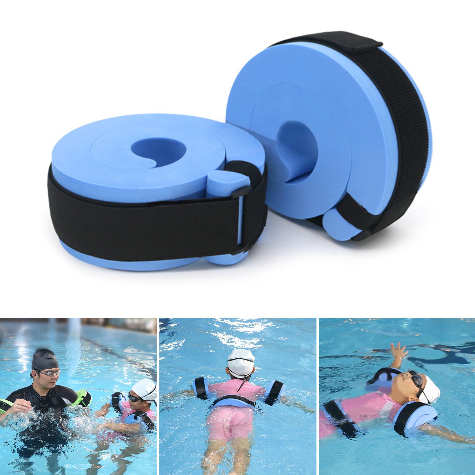 jiahesuw 1Pair Foams Swim Aquatic Cuffs Ankles Arm Belt with Quickly Release Buckle Water Aerobics Float Hoop for Swim Training