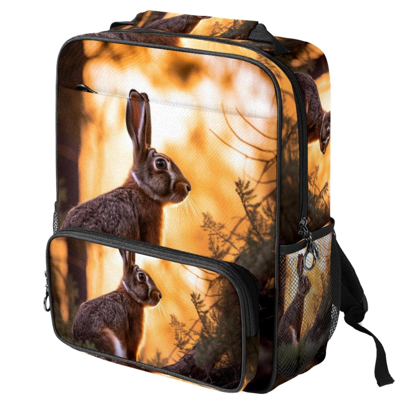 Sac à dos pour femme et homme ergonomique de 14.3 pouces avec imprimé forêt et lapins - 8