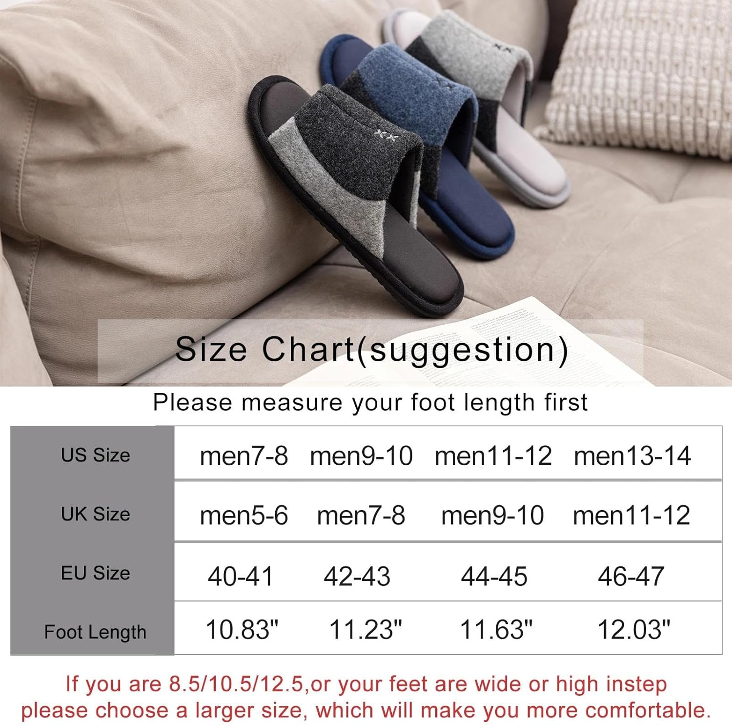 Mens Two-Tone Slippers with Memory Foam Open Toe House Shoes Non-Slip Men's Slippers Comfy Indoor Slipper for Men Gifts for Men Him Dad - Image 7