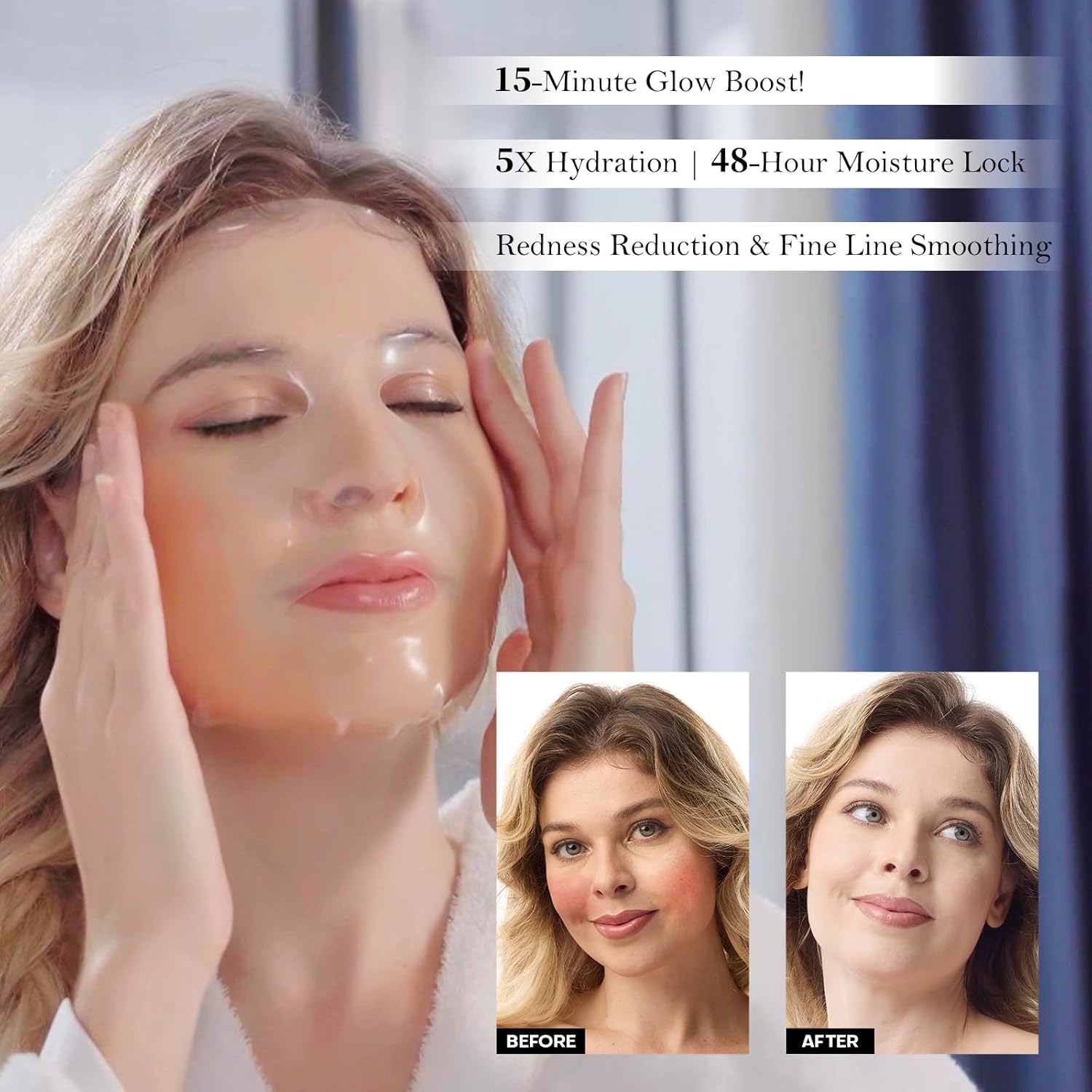 Bioactive Collagen Face Mask,Glass Glow Skin with Separated Serum Gel 33ml And Powder Membrane, Real Deap Skin Care Beauty SPA,Hydrating,Repairing,Revitalizing, Anti-Aging (10 pairs)