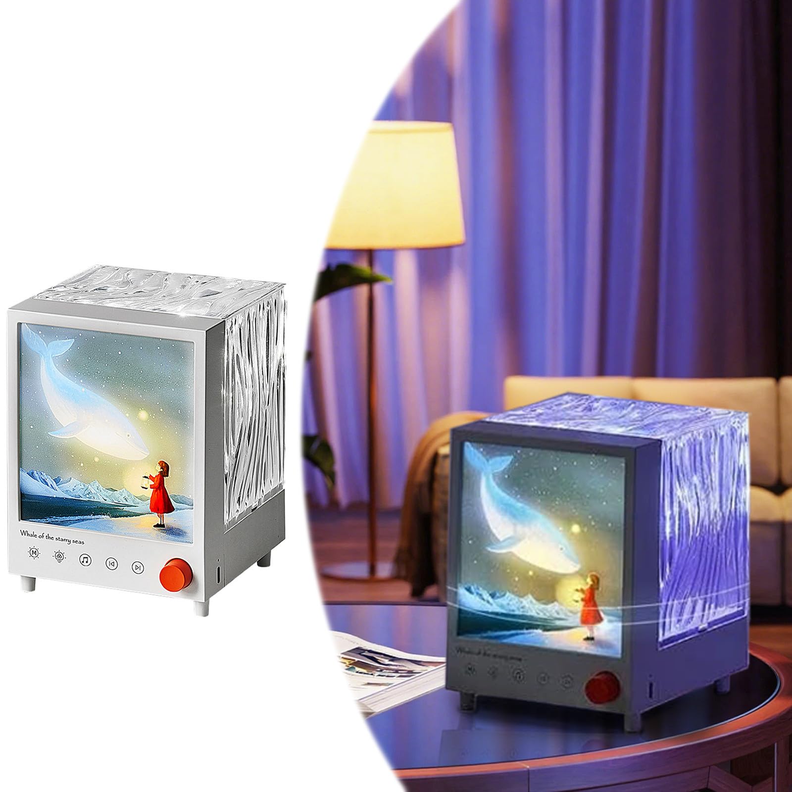 Proiettore Luci Proiettore Luce Notturna Proiettore per Camera da Letto Costruito in Blu Dente 4 Modalità di Luce e 3 Temi Suoni Rumore Bianco per Casa Relax Party Musica 062082