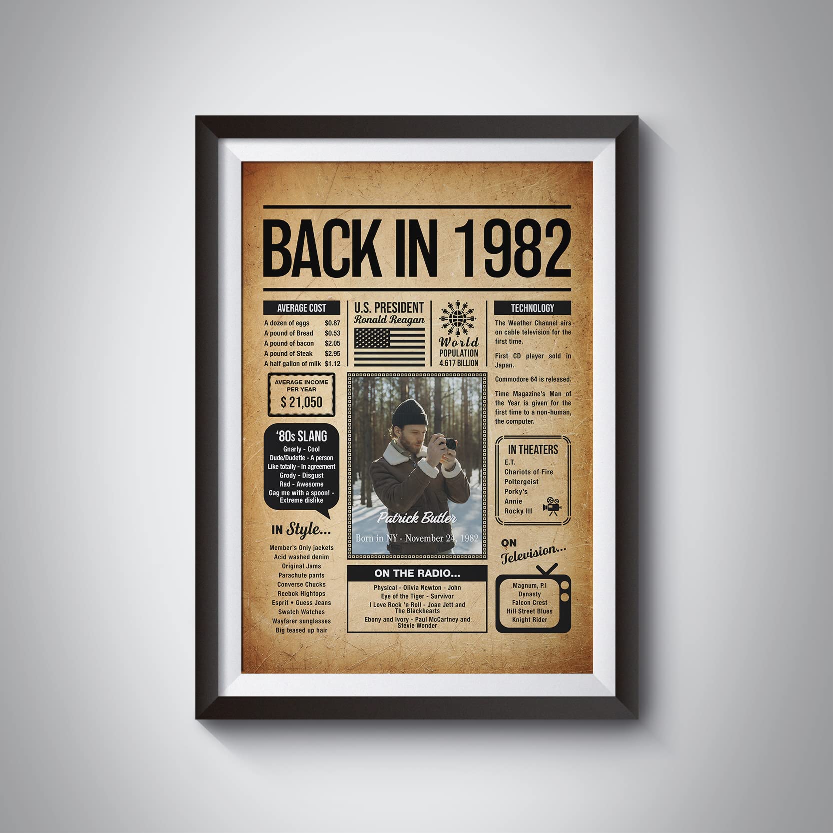 Amazon.com: Back in 1982 Poster Sign, Personalized Birthday Gifts
