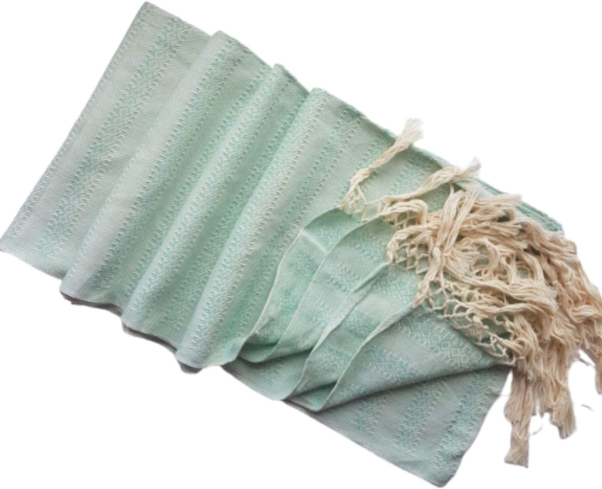 Mexican Rebozo Shawl, Ideal for Natural Birth, Doula Massage, 118.11", Mint, Green & White, One size