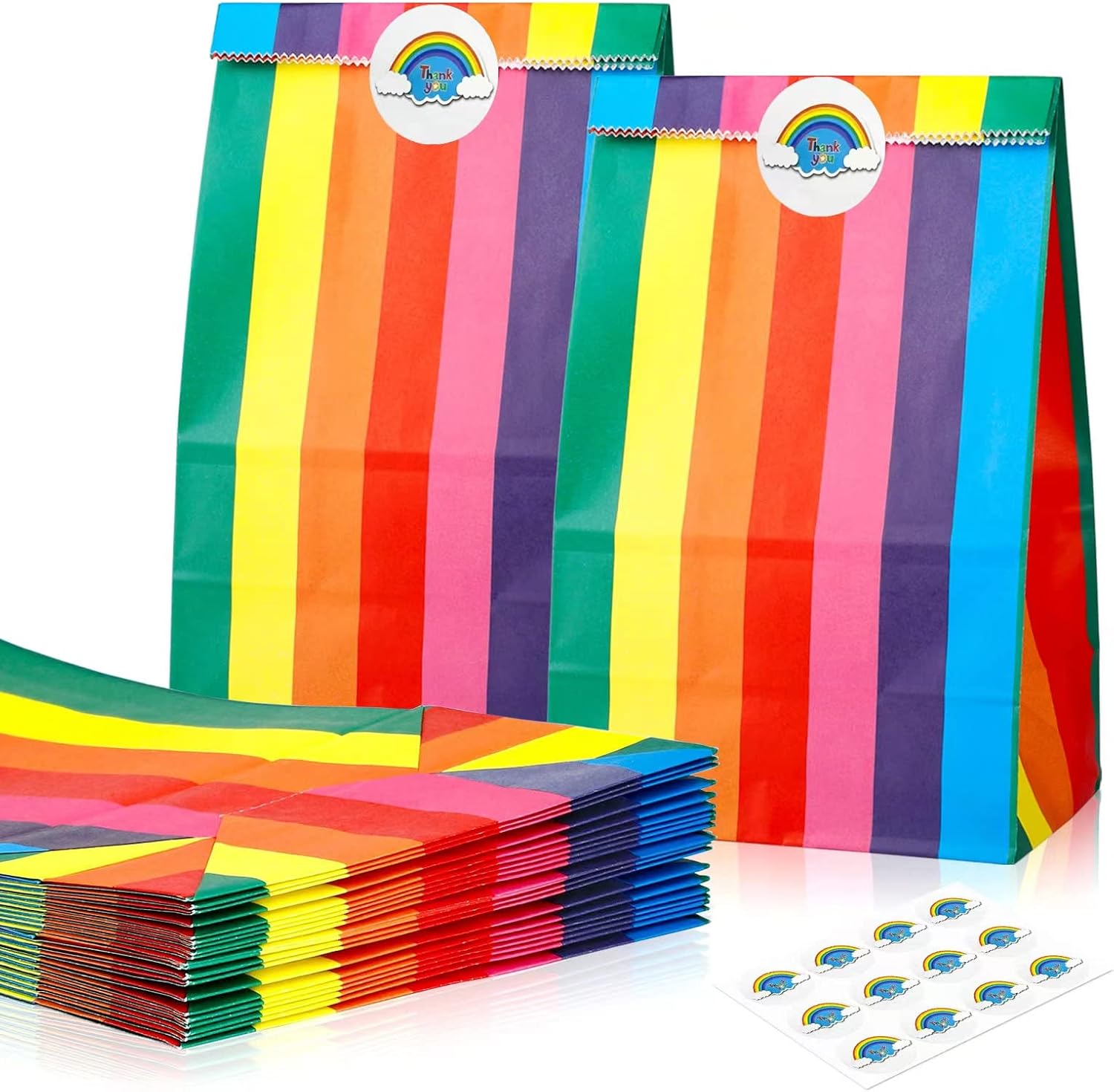 12 Pcs Sac Bonbon Arc en Ciel Sachet Bonbons Anniversaire, avec 12