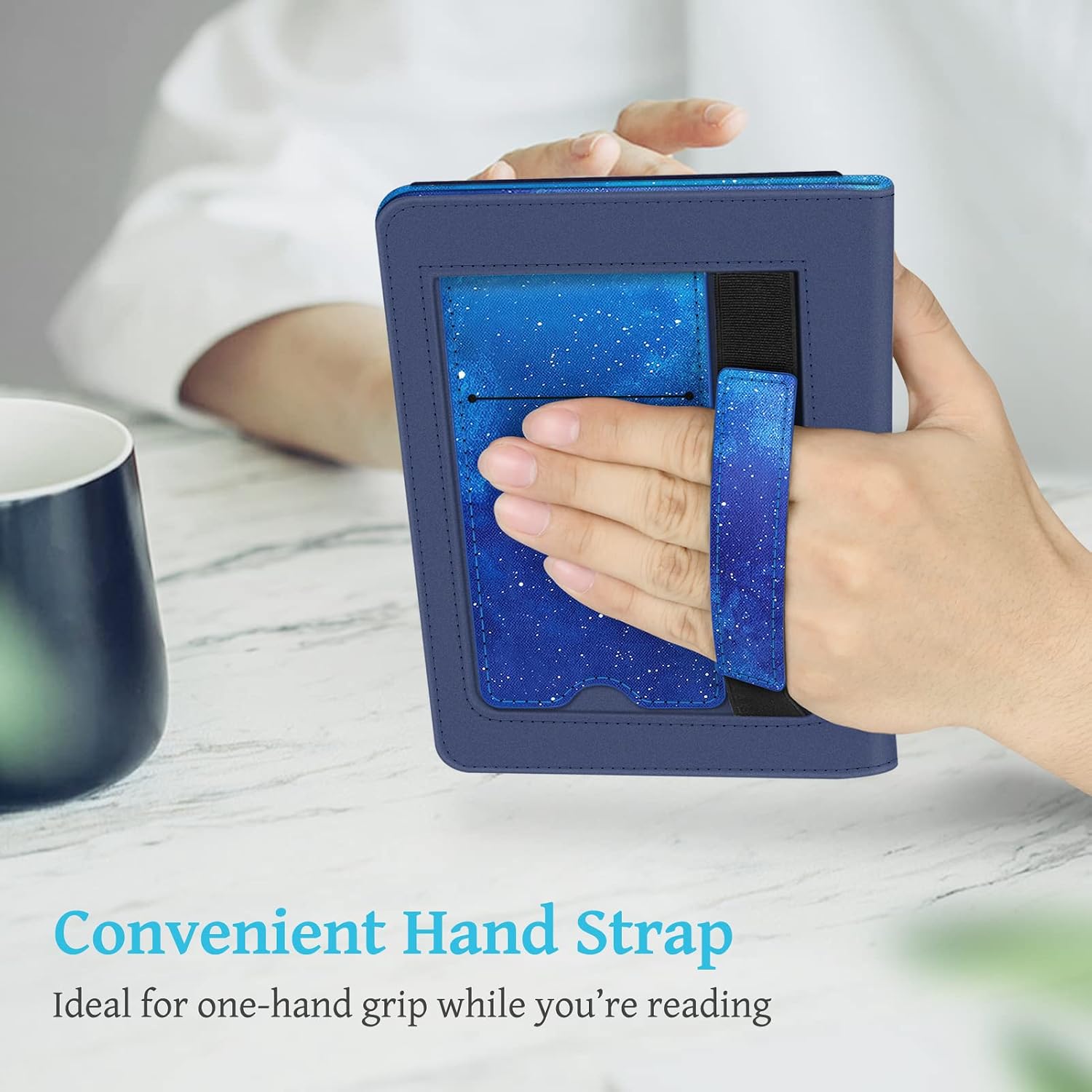 Fintie Stand Case for 6" Kindle 11th Generation 2024/2022, Starry Sky | Foldable Kickstand PU Leather Cover, Card Slot & Hand Strap, Auto Sleep/Wake, for All-New Kindle 2024/2022 11th Gen e-Reader